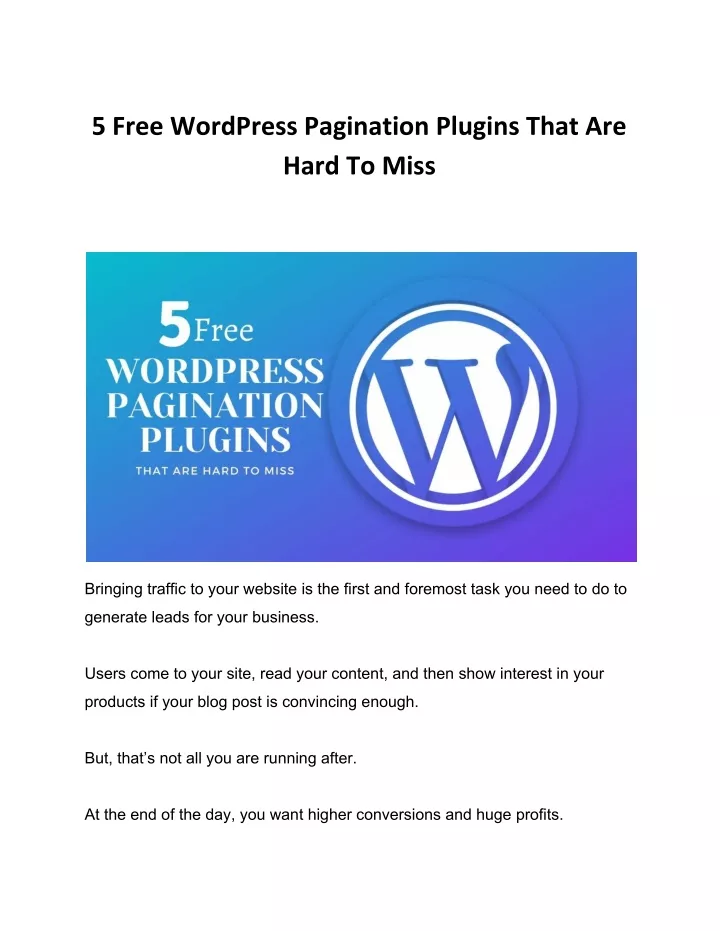 5 free wordpress pagination plugins that are hard