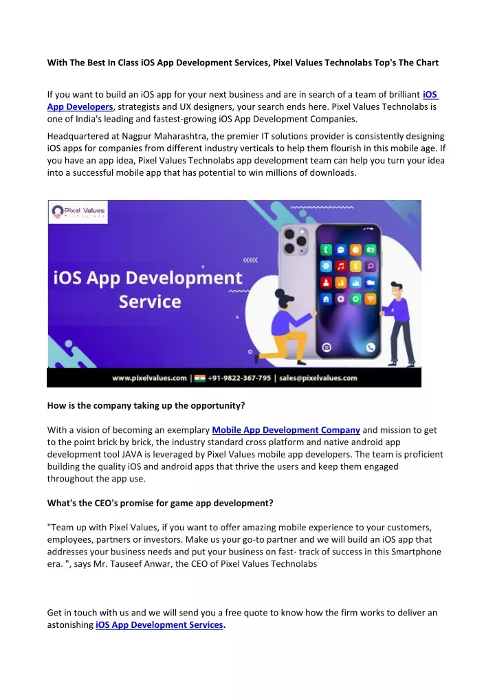 with the best in class ios app development
