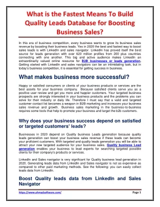 what is the fastest means to build quality leads