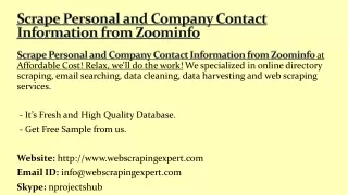 scrape personal and company contact information from zoominfo