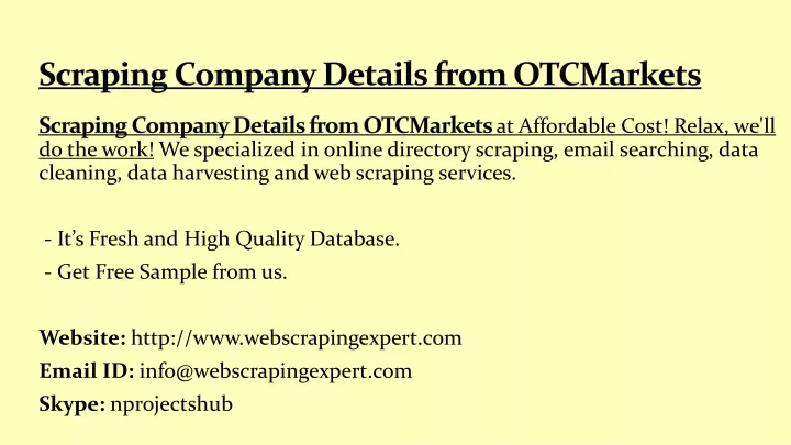 scraping company details from otcmarkets