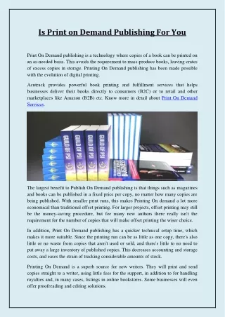 is print on demand publishing for you