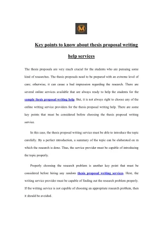 key points to know about thesis proposal writing