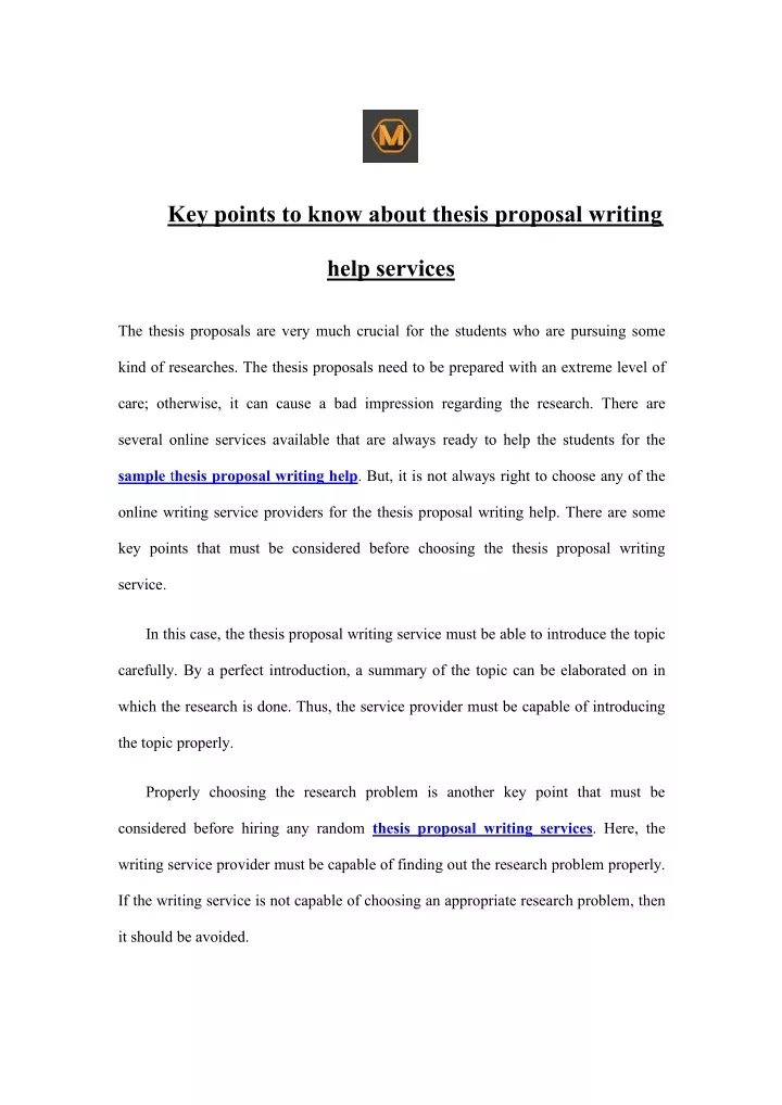 key points to know about thesis proposal writing