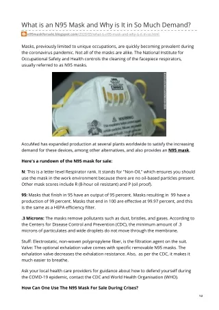 what is an n95 mask and why is it in so much