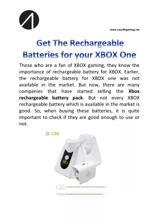 Get The Rechargeable Batteries for your XBOX One