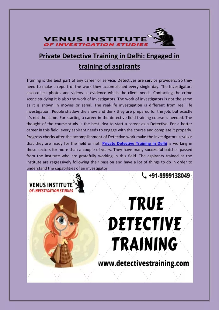 private detective training in delhi engaged