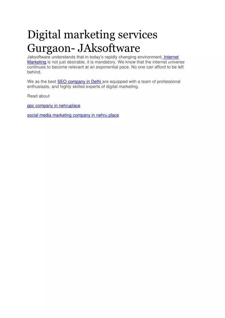 digital marketing services gurgaon jaksoftware