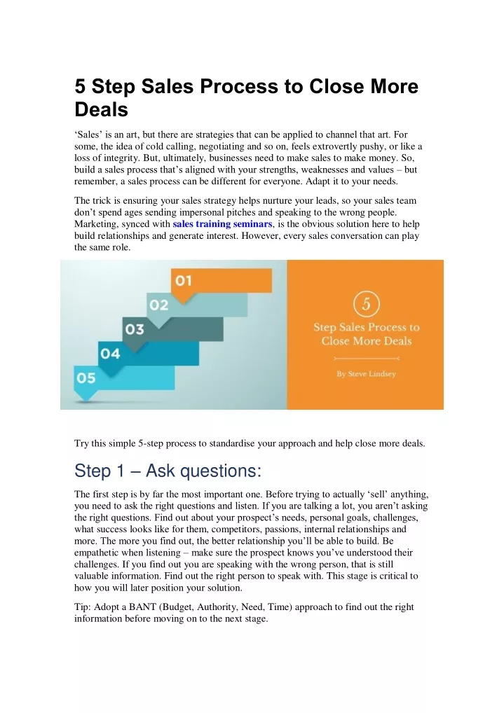 5 step sales process to close more deals