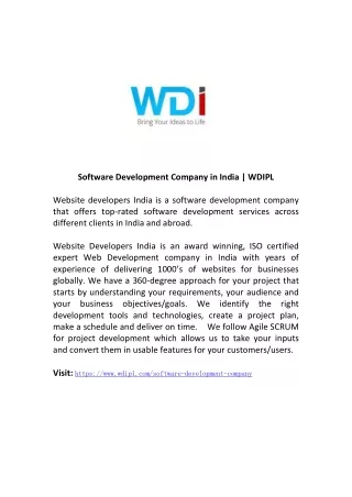 software development company in india wdipl