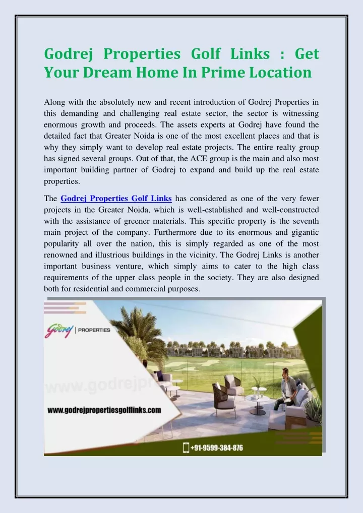 godrej properties golf links get your dream home