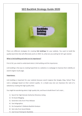 seo backlink strategy guide 2020