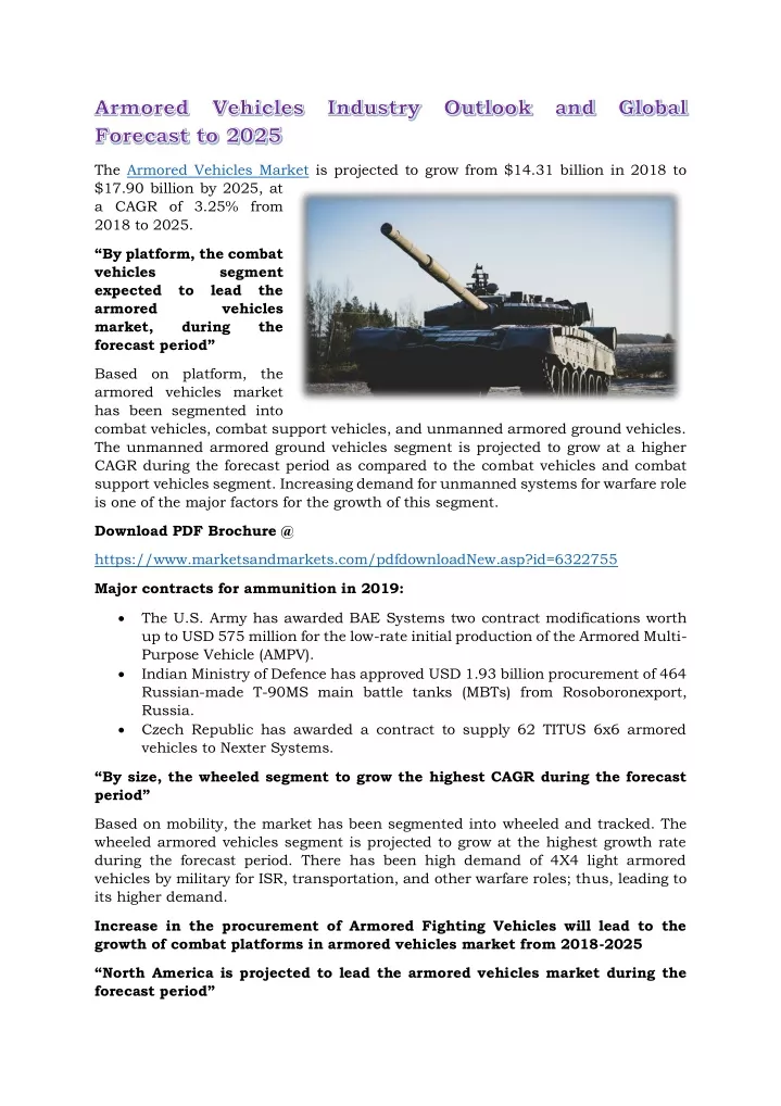 the armored vehicles market is projected to grow