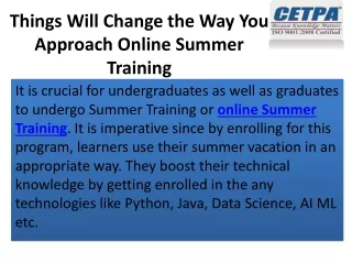 things will change the way you approach online summer training