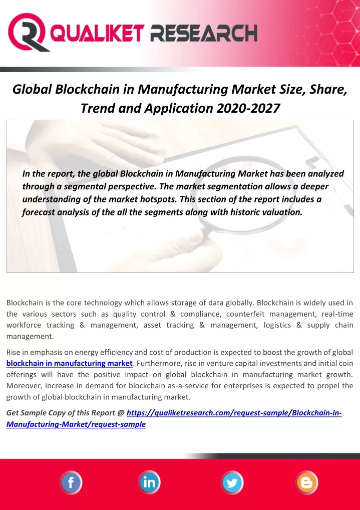 global blockchain in manufacturing market size