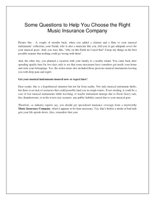 some questions to help you choose the right music