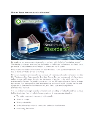 How to Treat Neuromuscular disorders