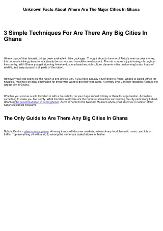 The Greatest Guide To Are There Any Big Cities In Ghana