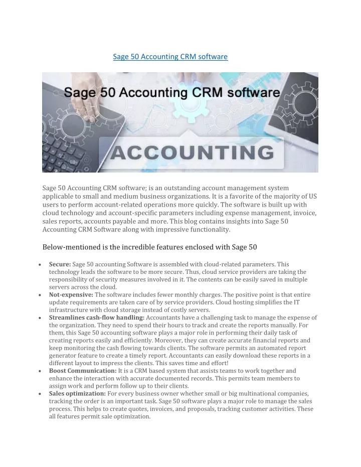sage 50 accounting crm software