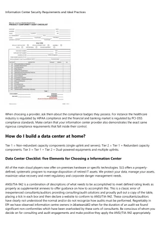 information center security requirements