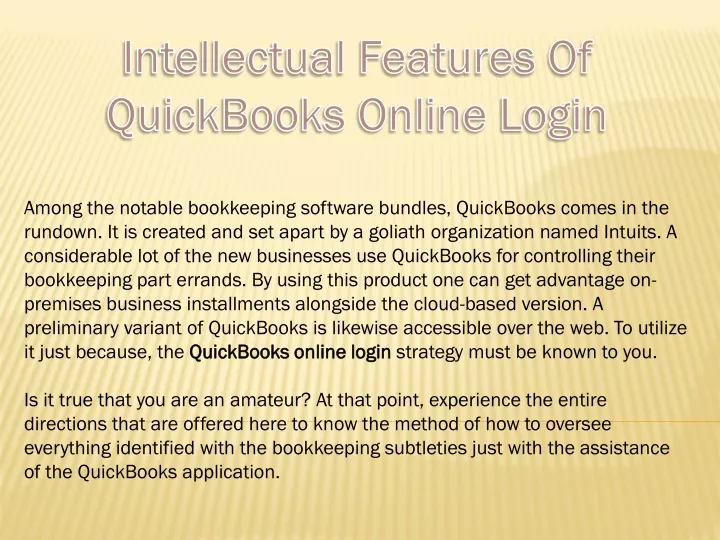 intellectual features of quickbooks online login