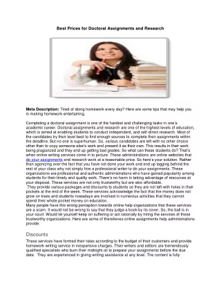 best prices for doctoral assignments and research