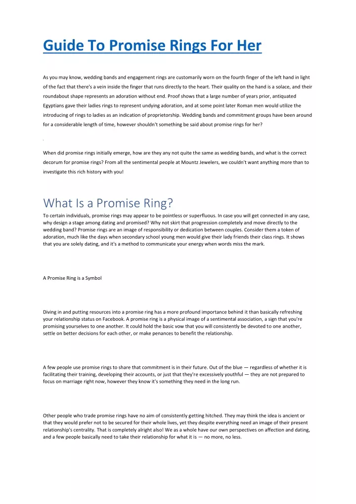 guide to promise rings for her