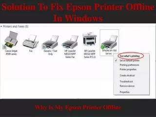 solution to fix epson printer offline in windows