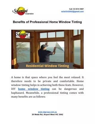 Benefits of Professional Home Window Tinting
