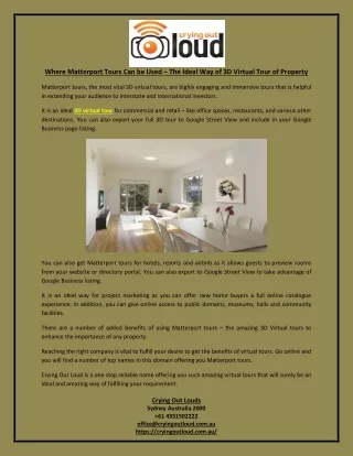 where matterport tours can be used the ideal