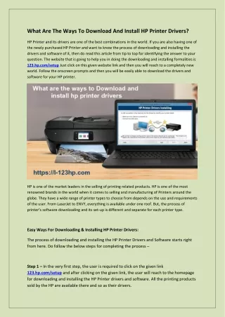What Are The Ways To Download And Install HP Printer Drivers?