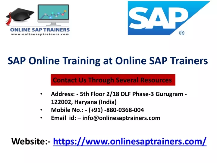 sap online training at online sap trainers