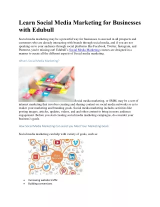 Learn Social Media Marketing for Businesses with Edubull