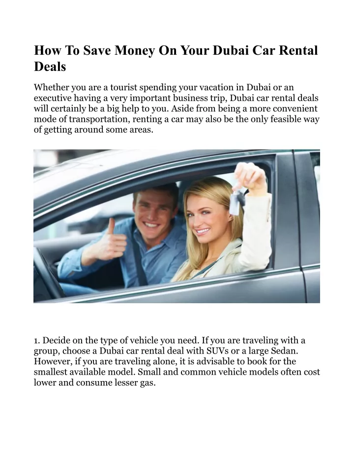 how to save money on your dubai car rental deals