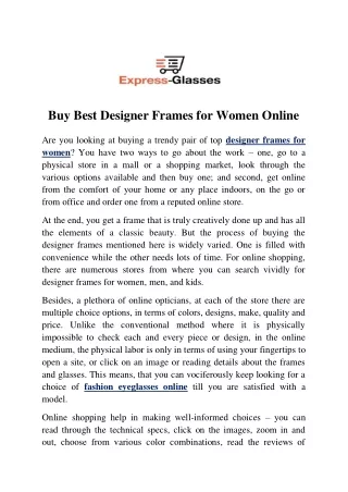 Buy Best Designer Frames for Women Online