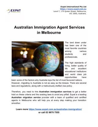 Immigration Agent Services in Melbourne