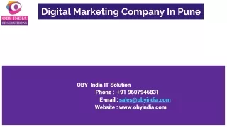 Digital Marketing Agency in Pune - OBY India IT Solutions