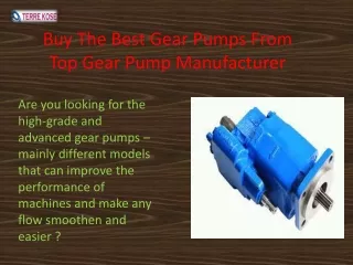Buy The Best Gear Pumps From Top Gear Pump Manufacturer
