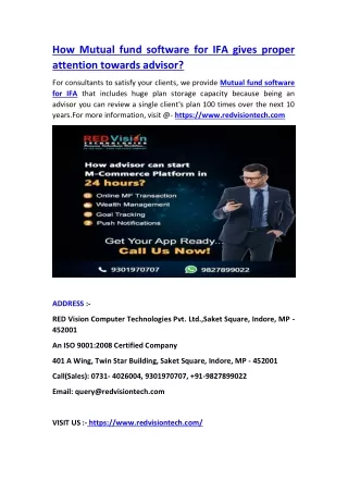 how mutual fund software for ifa gives proper