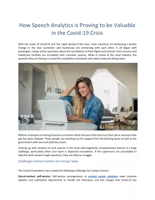 How Speech Analytics is Proving to be Valuable in the Covid-19 Crisis