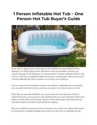 1 Person Inflatable Hot Tub
