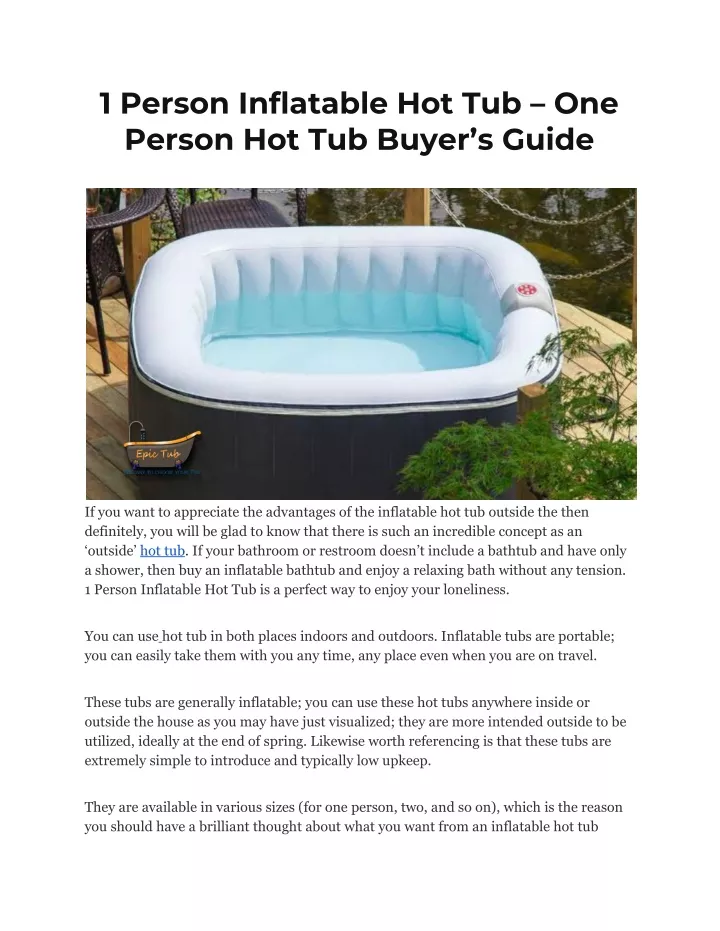 1 person inflatable hot tub one person