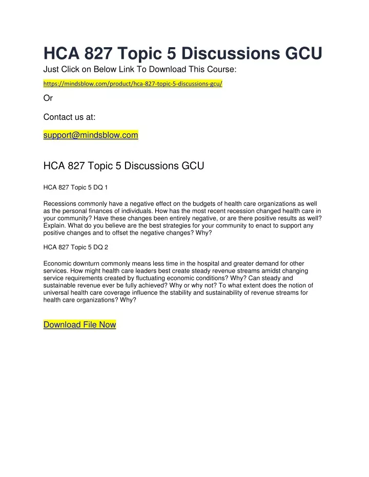 hca 827 topic 5 discussions gcu just click