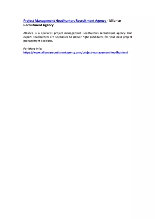 project management headhunters recruitment agency