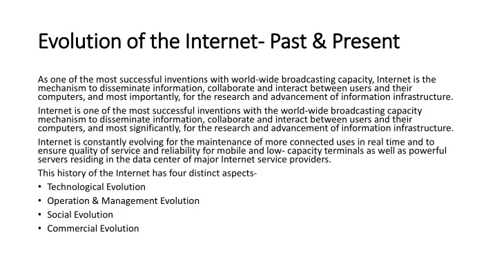 evolution of the internet past present