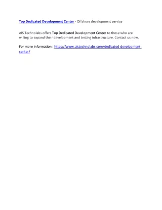 top dedicated development center offshore