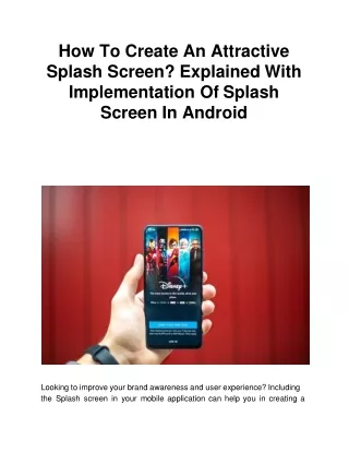 how to create an attractive splash screen explained with implementation of splash screen in android