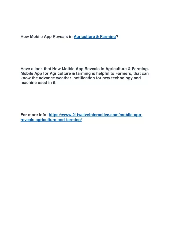 how mobile app reveals in agriculture farming