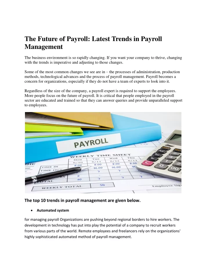 the future of payroll latest trends in payroll