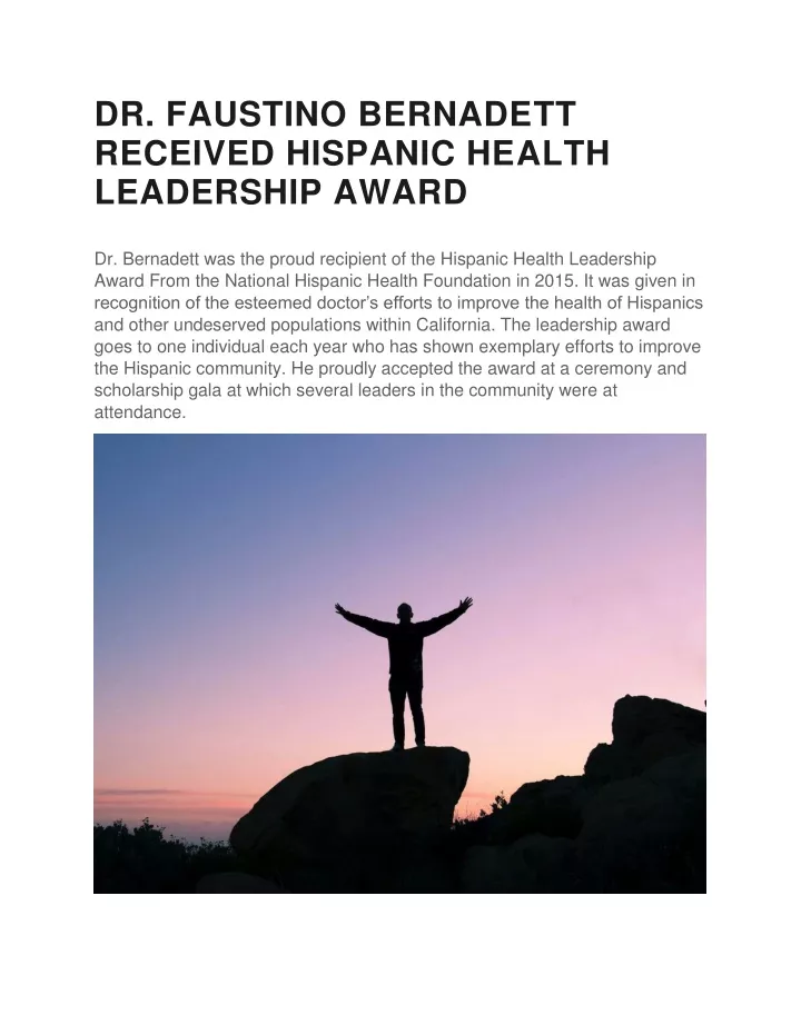 dr faustino bernadett received hispanic health